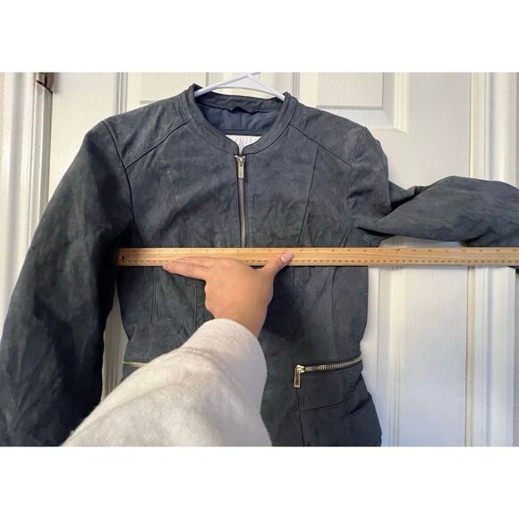 NWOT VILA Danish Designer Women's Vimiss Blue Suede Moto Jacket Size Small - Picture 9 of 12